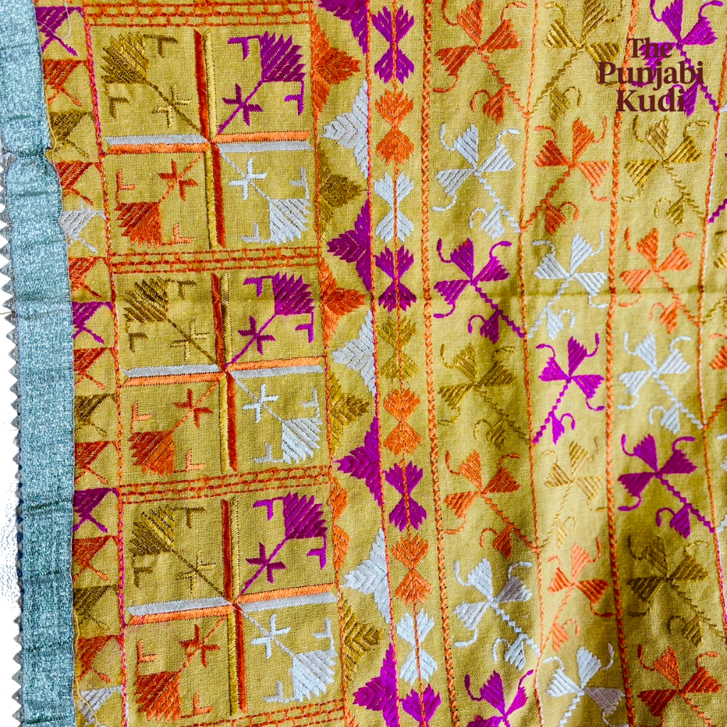 Yellow Khaddar Bagh Phulkari Dupatta