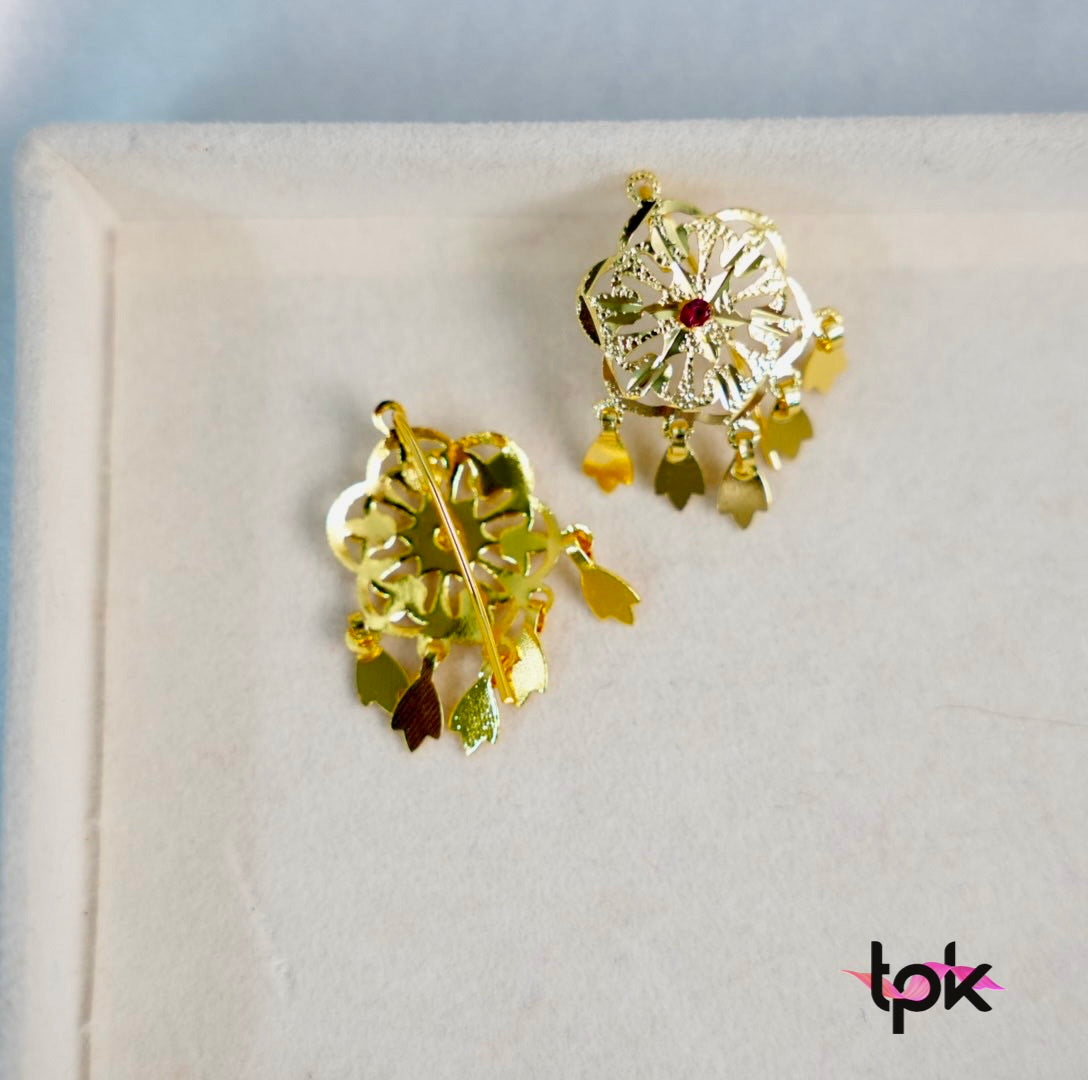 Gold Finished Small Flower Earrings