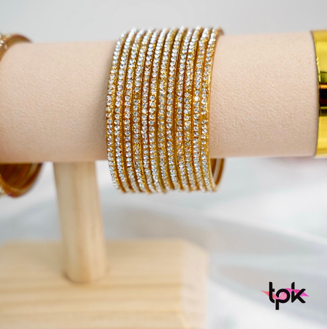 Glass Golden Shiny Bangles