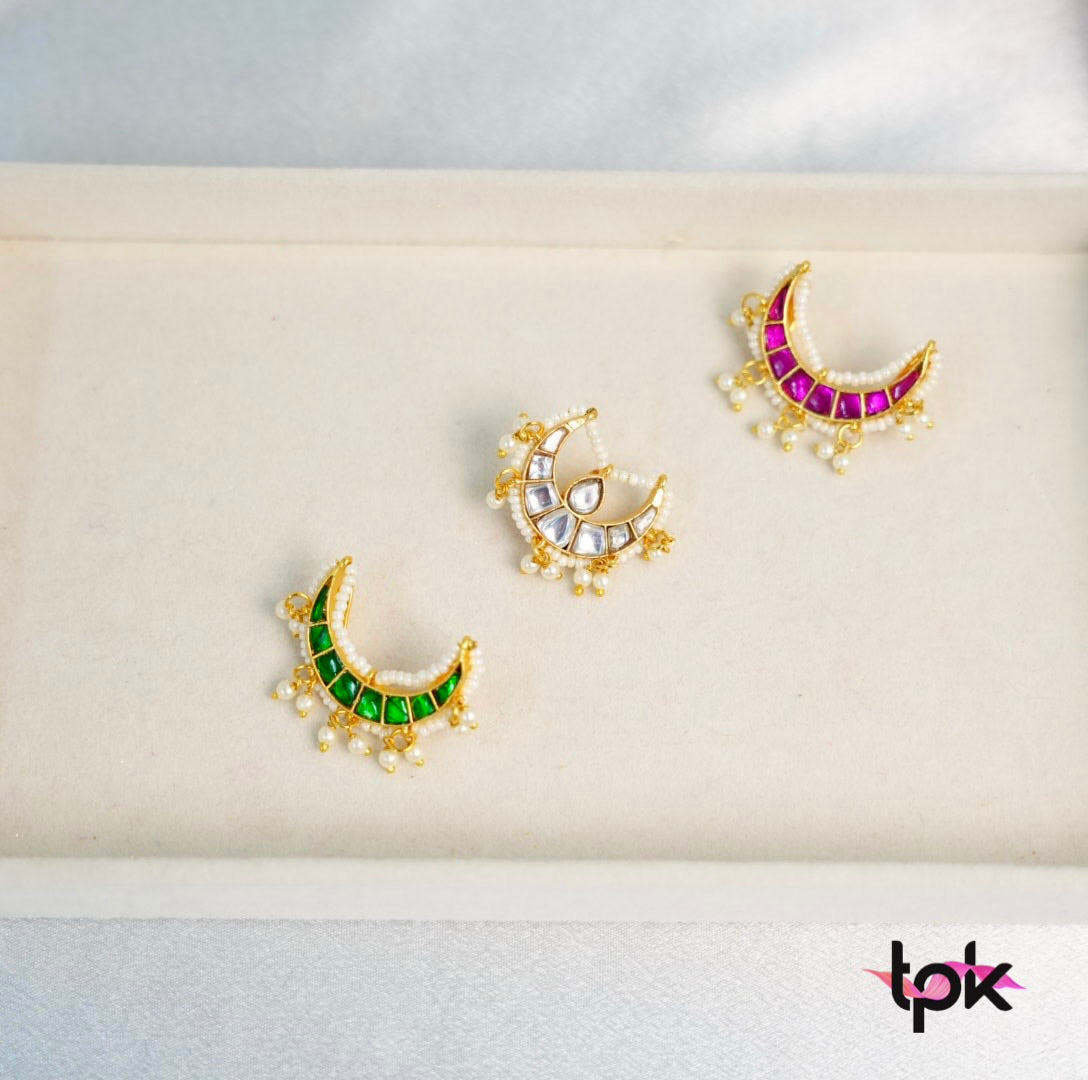Pachi Kundan Chand Hair Pin