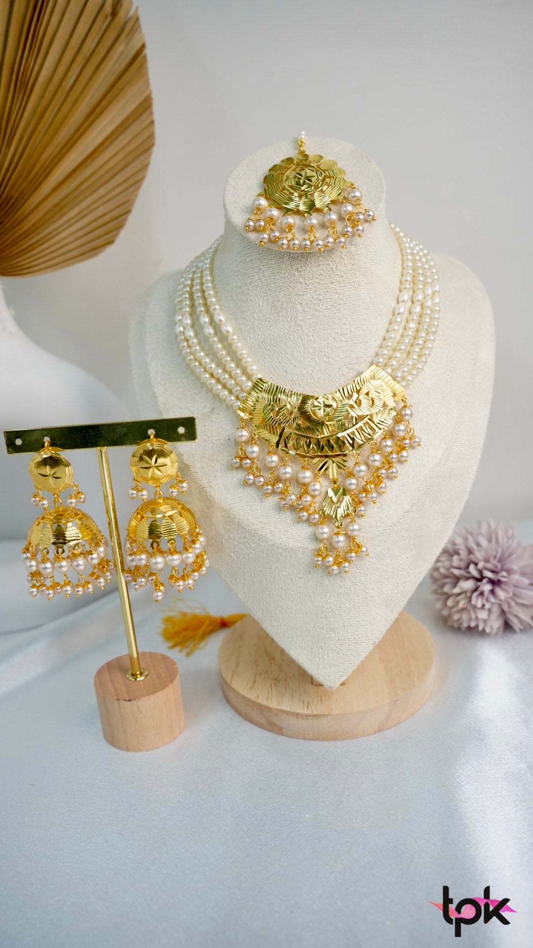 Pearl Gold Finished Choker & Jhumki Set
