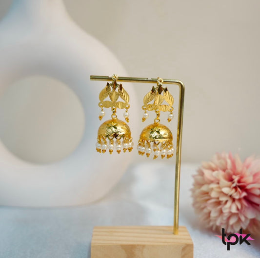 Gold Finished Jhumki Earrings