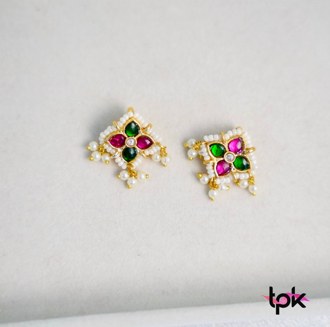 Pachi Kundan Flower Hair Pin