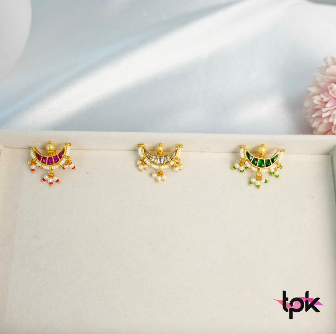 Pachi Kundan Chand Hair Pin - Small