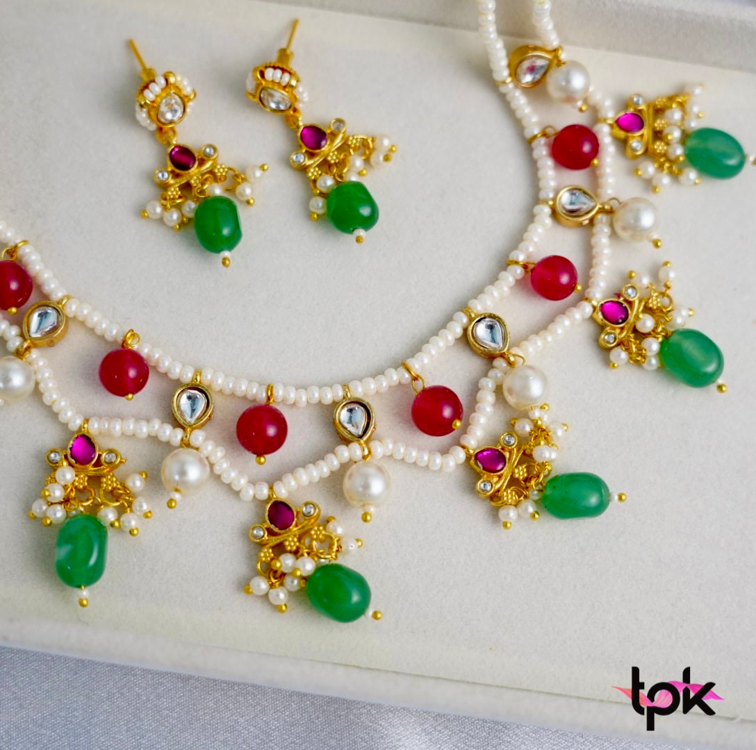 Pachi Kundan Choker Set with Earrings