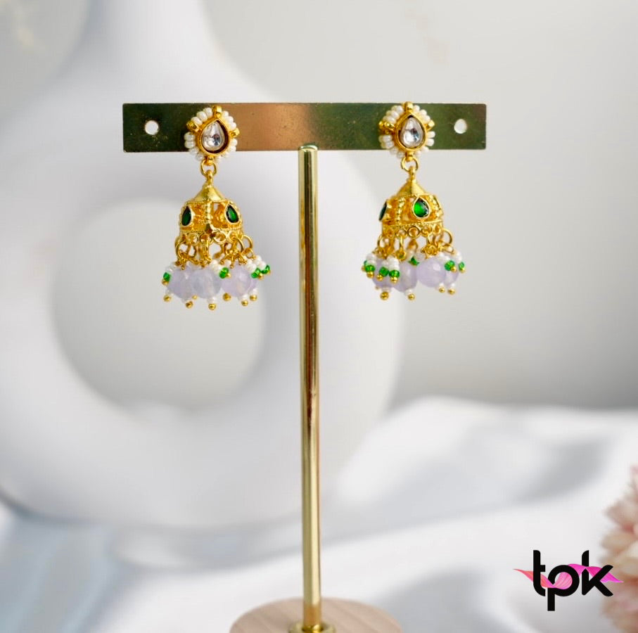 Pachi Kundan Earrings - Purple