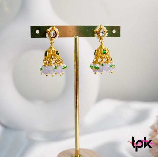 Pachi Kundan Earrings - Purple
