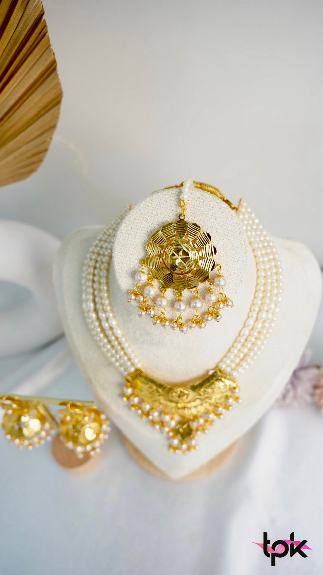Pearl Gold Finished Choker & Jhumki Set