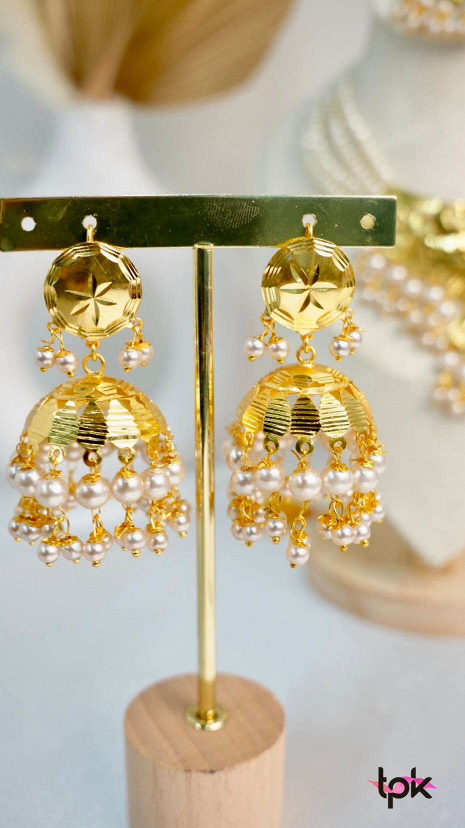 Pearl Gold Finished Choker & Jhumki Set