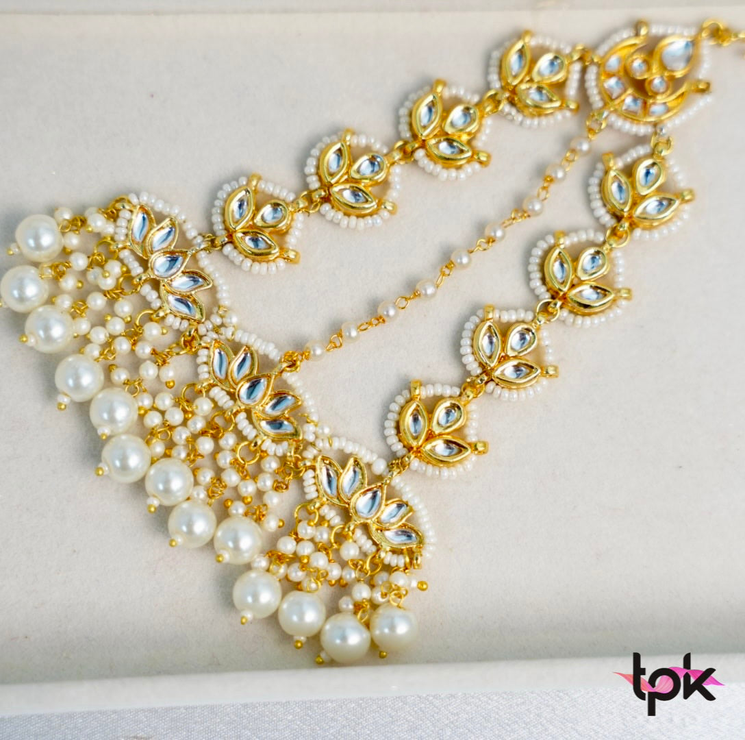 Kundan Pearl Passa - White