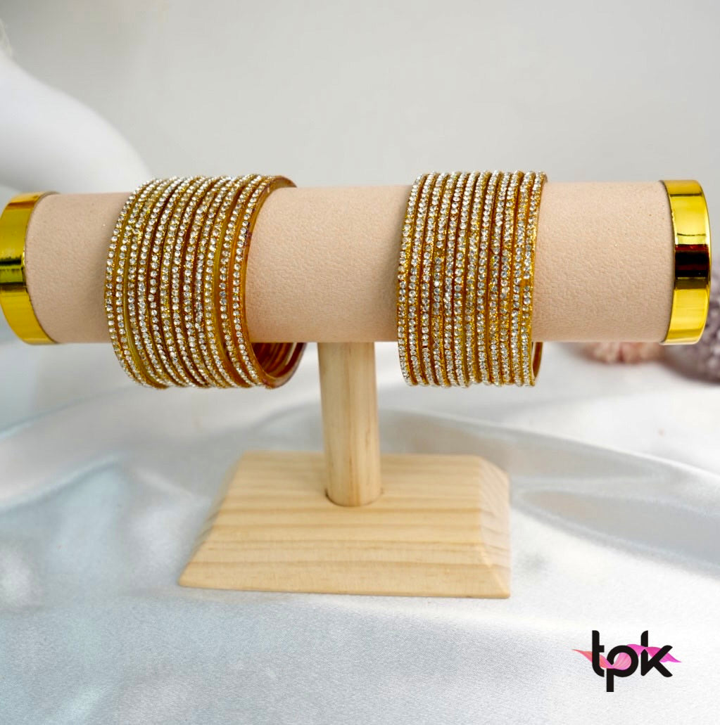 Glass Golden Shiny Bangles