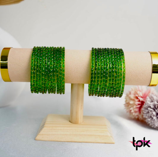 Rain drop Glass Bangle - Green