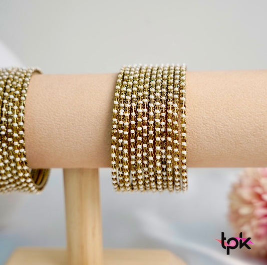 Pretty in Pearl Metal Bangle Set