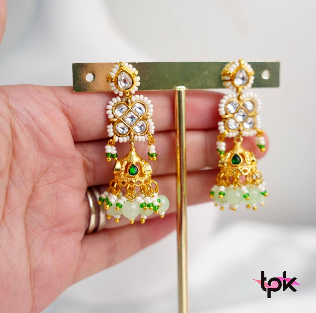Pachi Kundan Earrings - Green