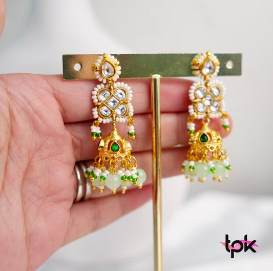 Pachi Kundan Earrings - Green