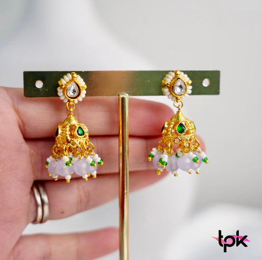 Pachi Kundan Earrings - Purple