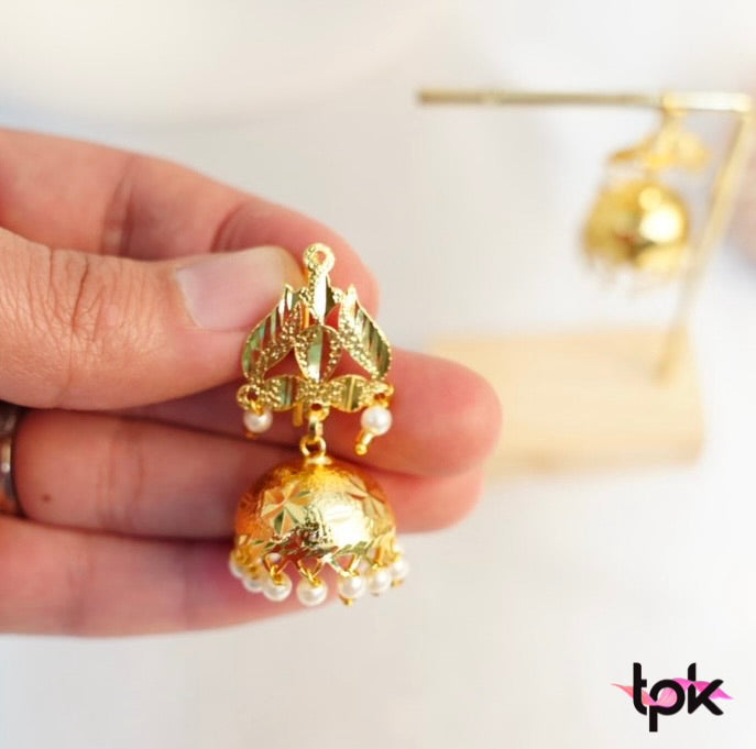 Gold Finished Jhumki Earrings