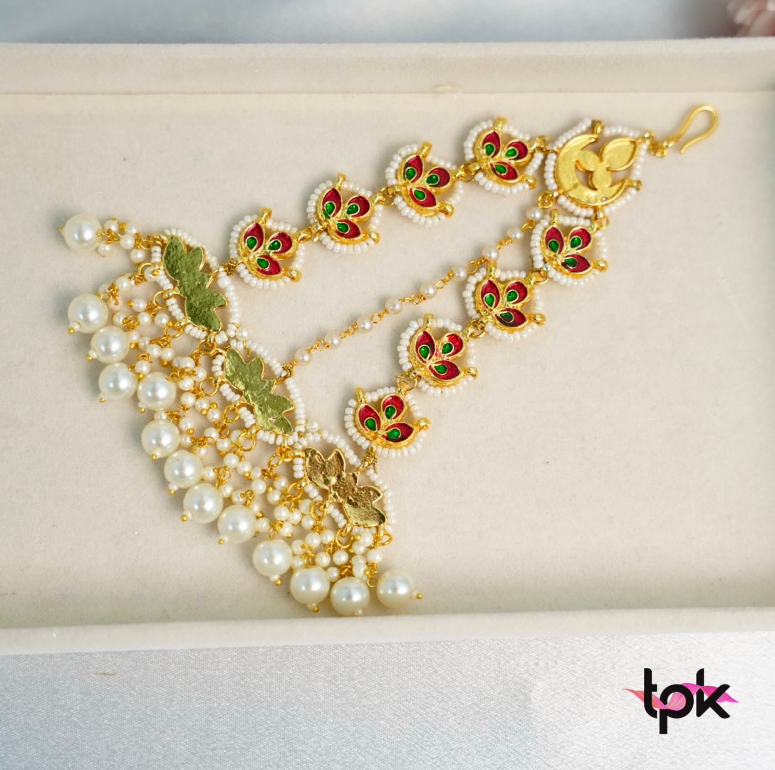 Kundan Pearl Passa - White