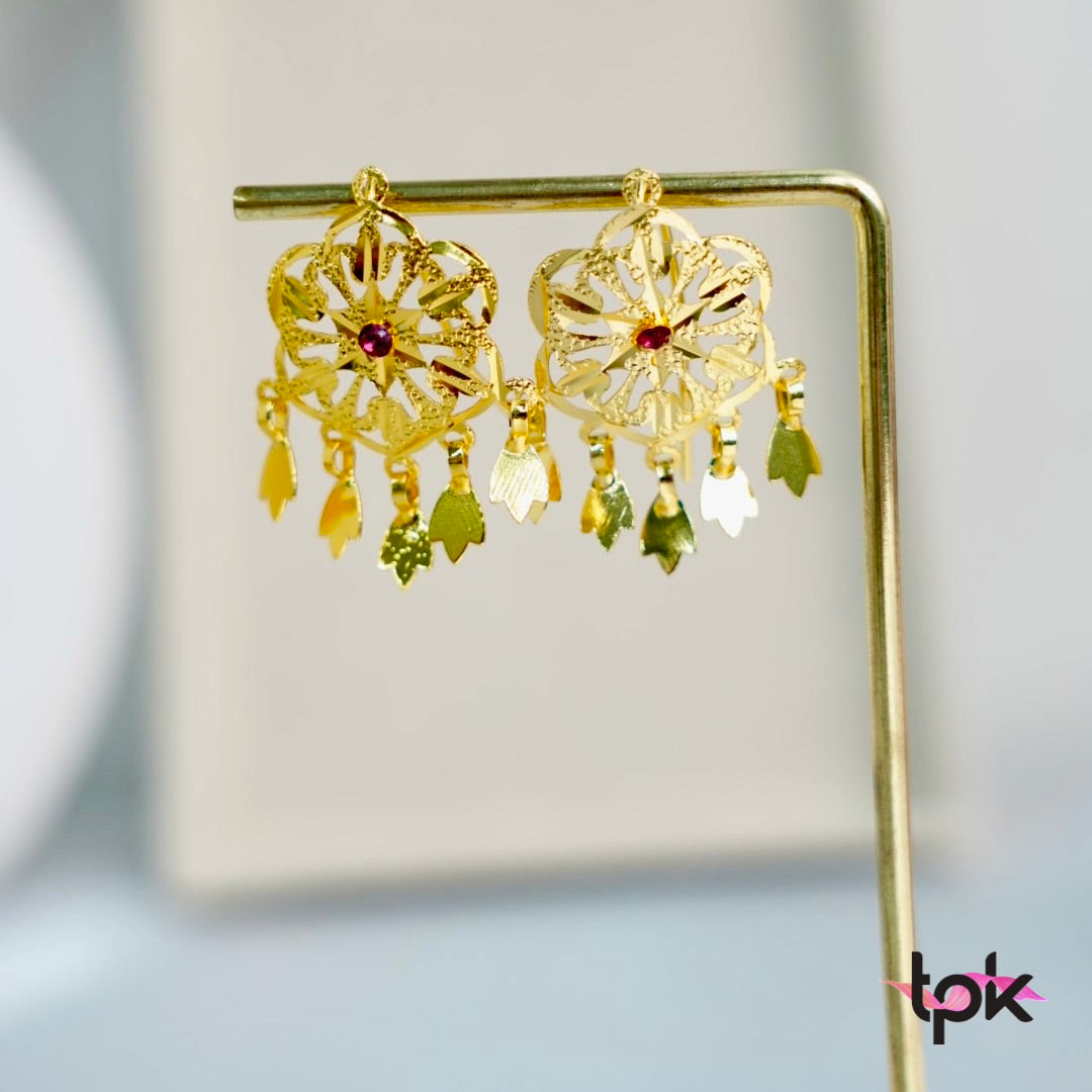 Gold Finished Small Flower Earrings