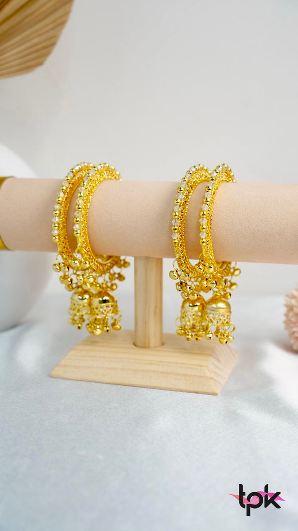 Golden Ghungroo kangan with latkan (Set of 2)