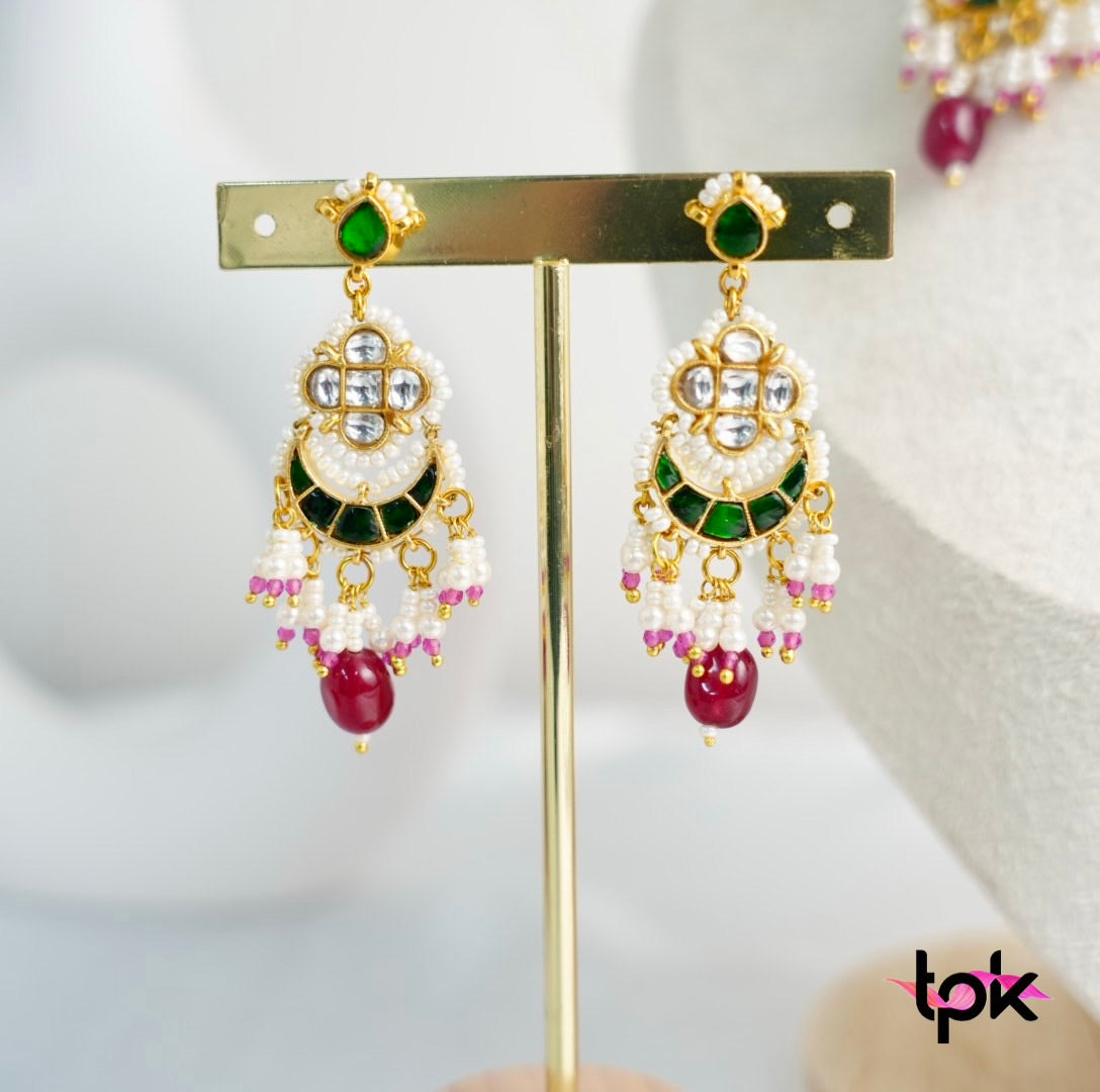 Pachi Kundan Chand Choker Set with Earrings