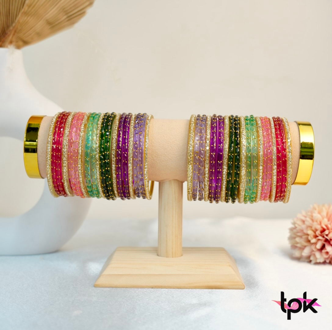 Multicolor Rain drop Glass Bangle Stack