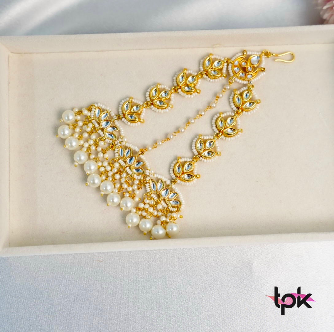 Kundan Pearl Passa - White