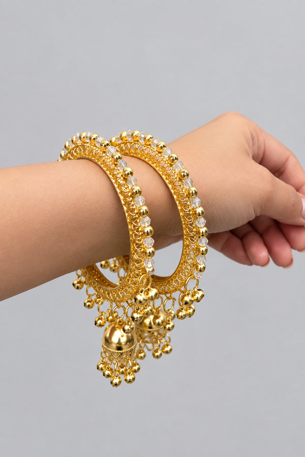 Golden Ghungroo kangan with latkan (Set of 2)