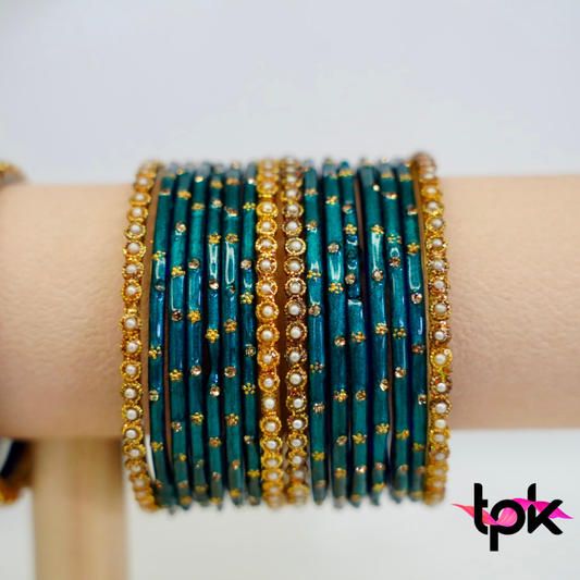 Rangrez Glass Bangle Set - Blue