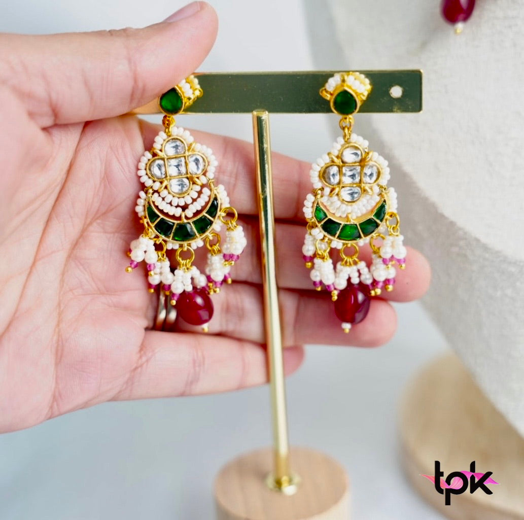 Pachi Kundan Chand Choker Set with Earrings