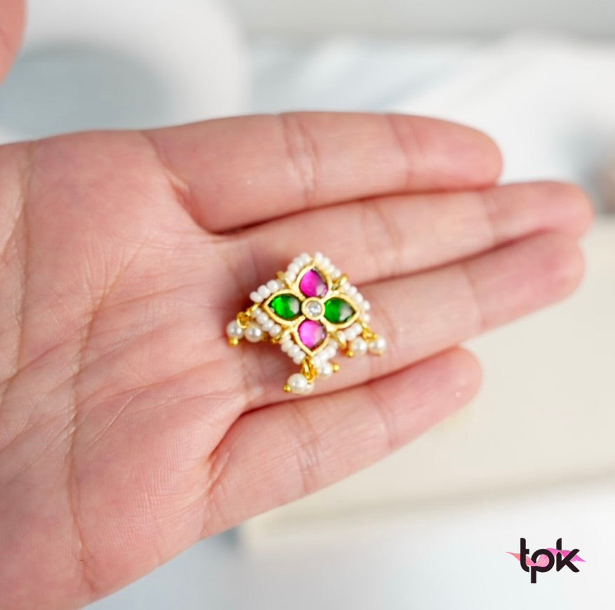 Pachi Kundan Flower Hair Pin