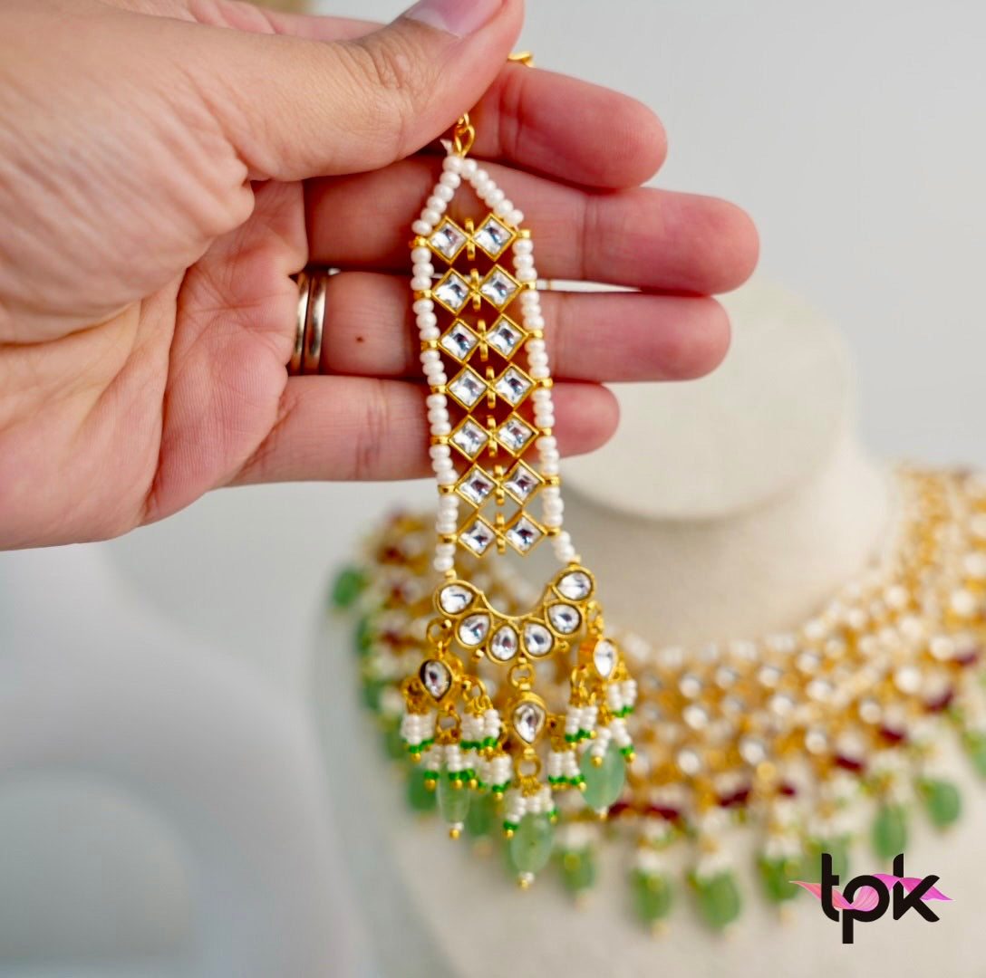Pachi Kundan Choker Set with Earrings & Tikka