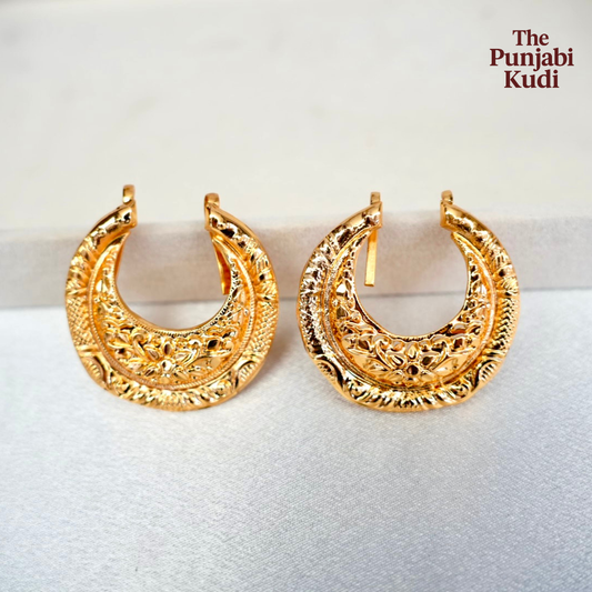 Gold Finished Chand Hair Clips Pair