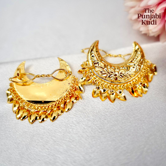 Micro Gold Plated Chand Hair Clips Pair with Pippal Patti