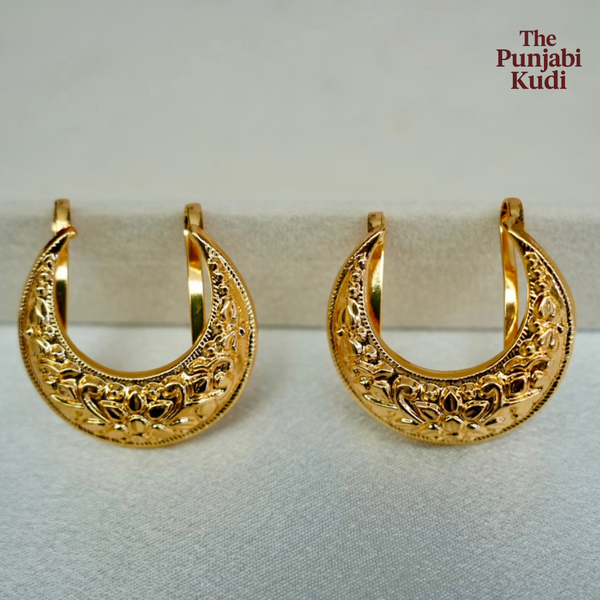 Gold Finished Chand Hair Clips Pair Small