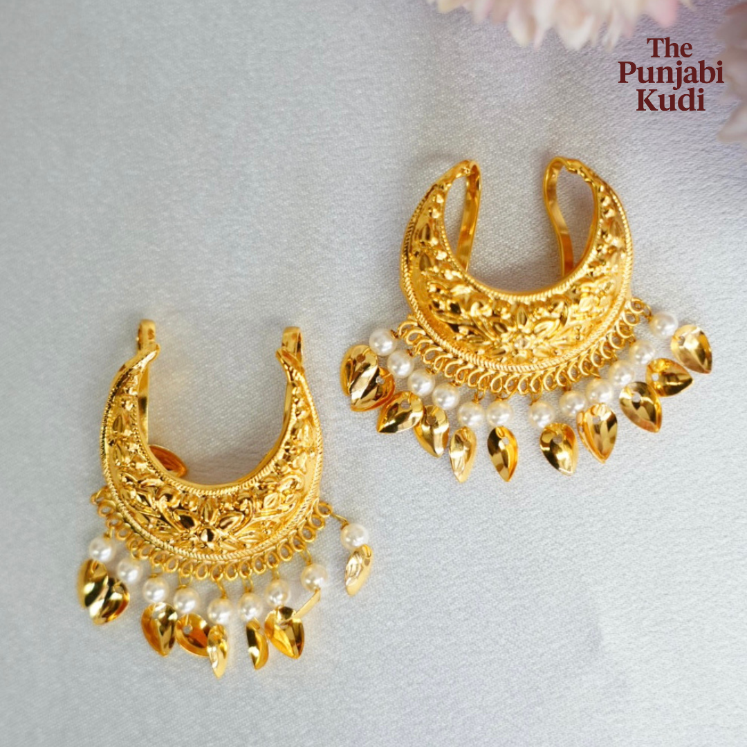 Gold Finished Chand Hair Pin Pair
