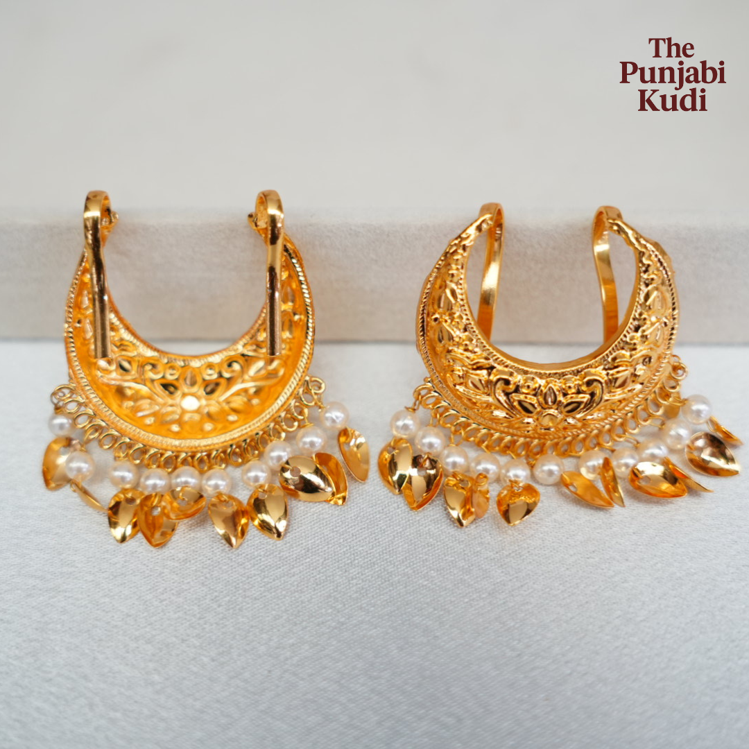 Gold Finished Chand Hair Pin Pair