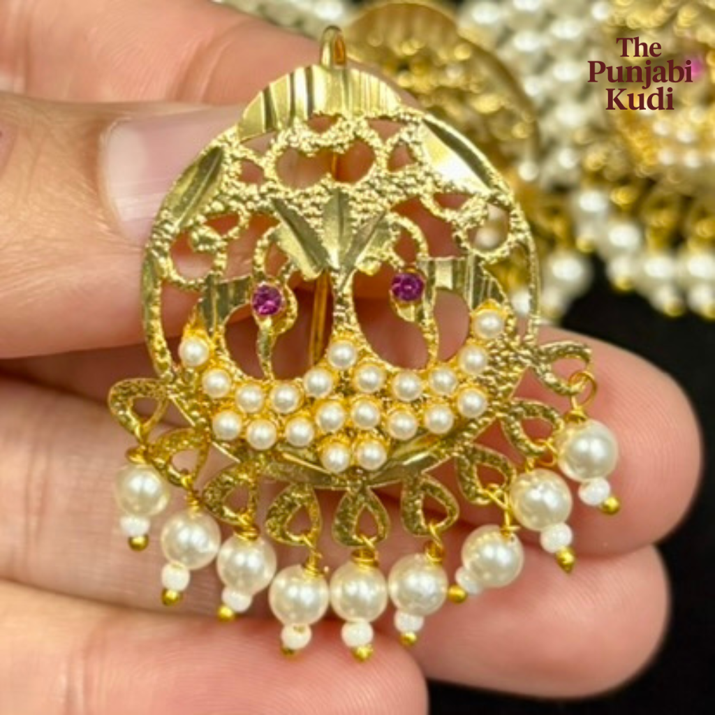 Jadau Morni Pearl Gold Finished Choker Necklace Set