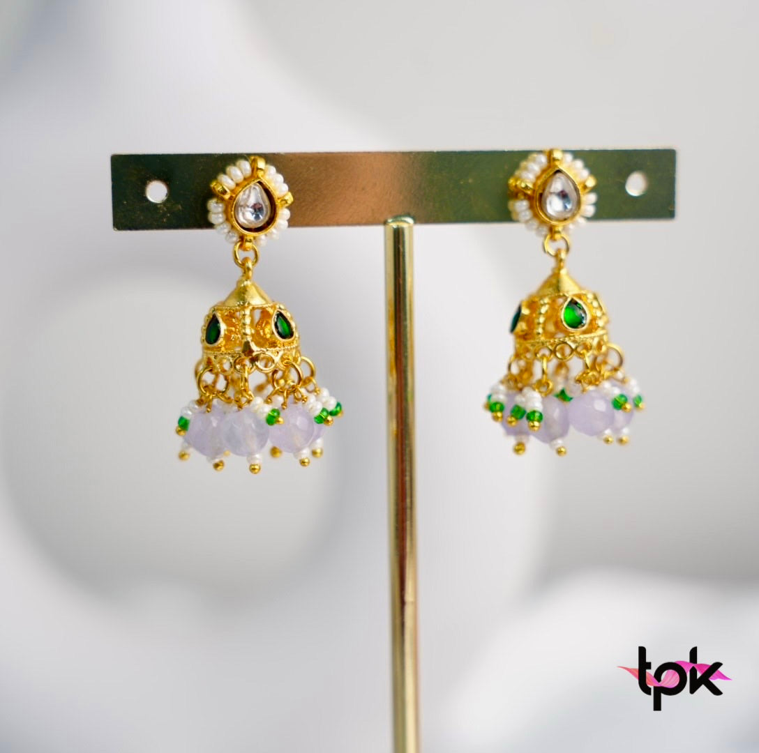 Pachi Kundan Earrings - Purple