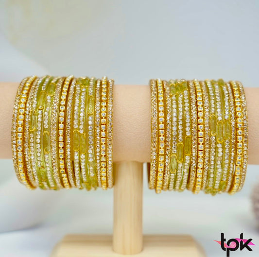 Mehroon Emerald Glass Bangle Collection - Light Green