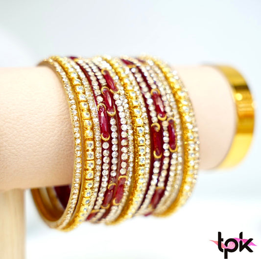 Mehroon Emerald Glass Bangle Collection - Maroon