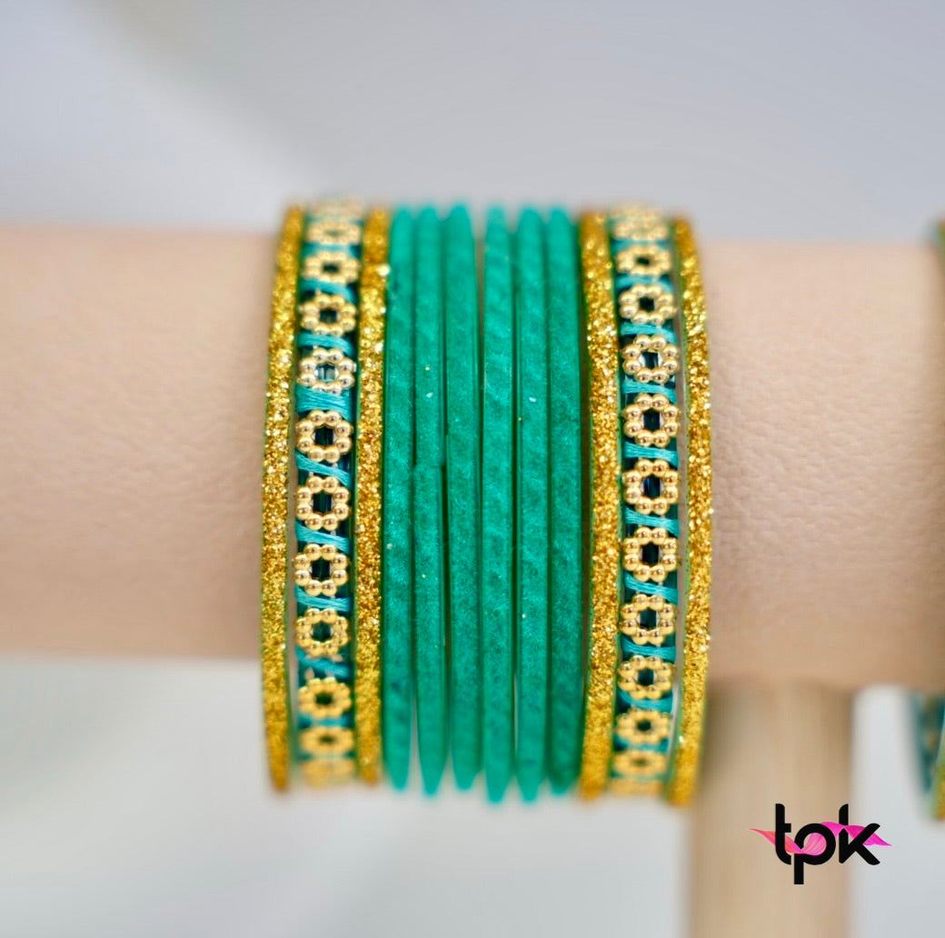 Velvet Glass Bangle Collection - Light Green