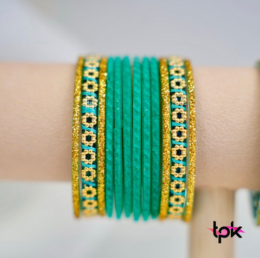 Velvet Glass Bangle Collection - Light Green