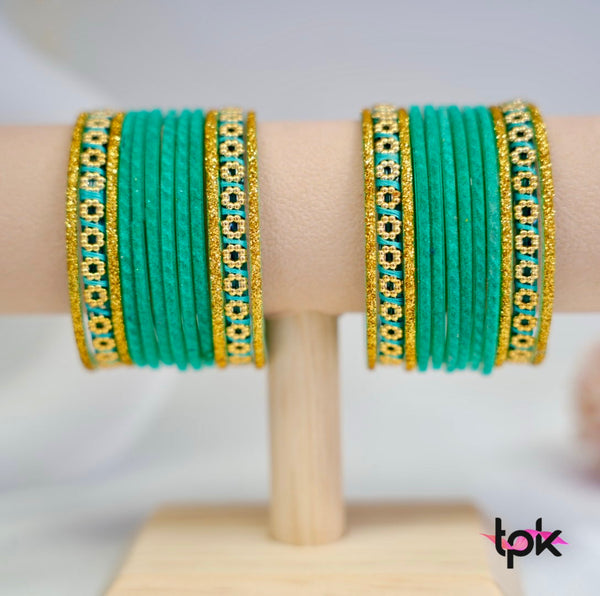 Velvet Glass Bangle Collection - Light Green
