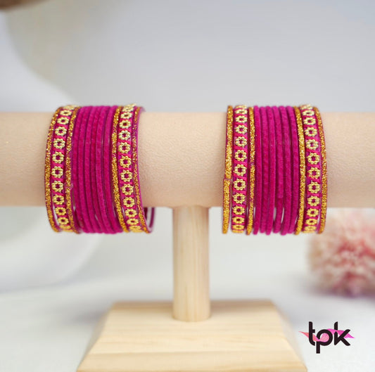 Velvet Glass Bangle Collection - Magenta