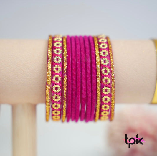 Velvet Glass Bangle Collection - Magenta
