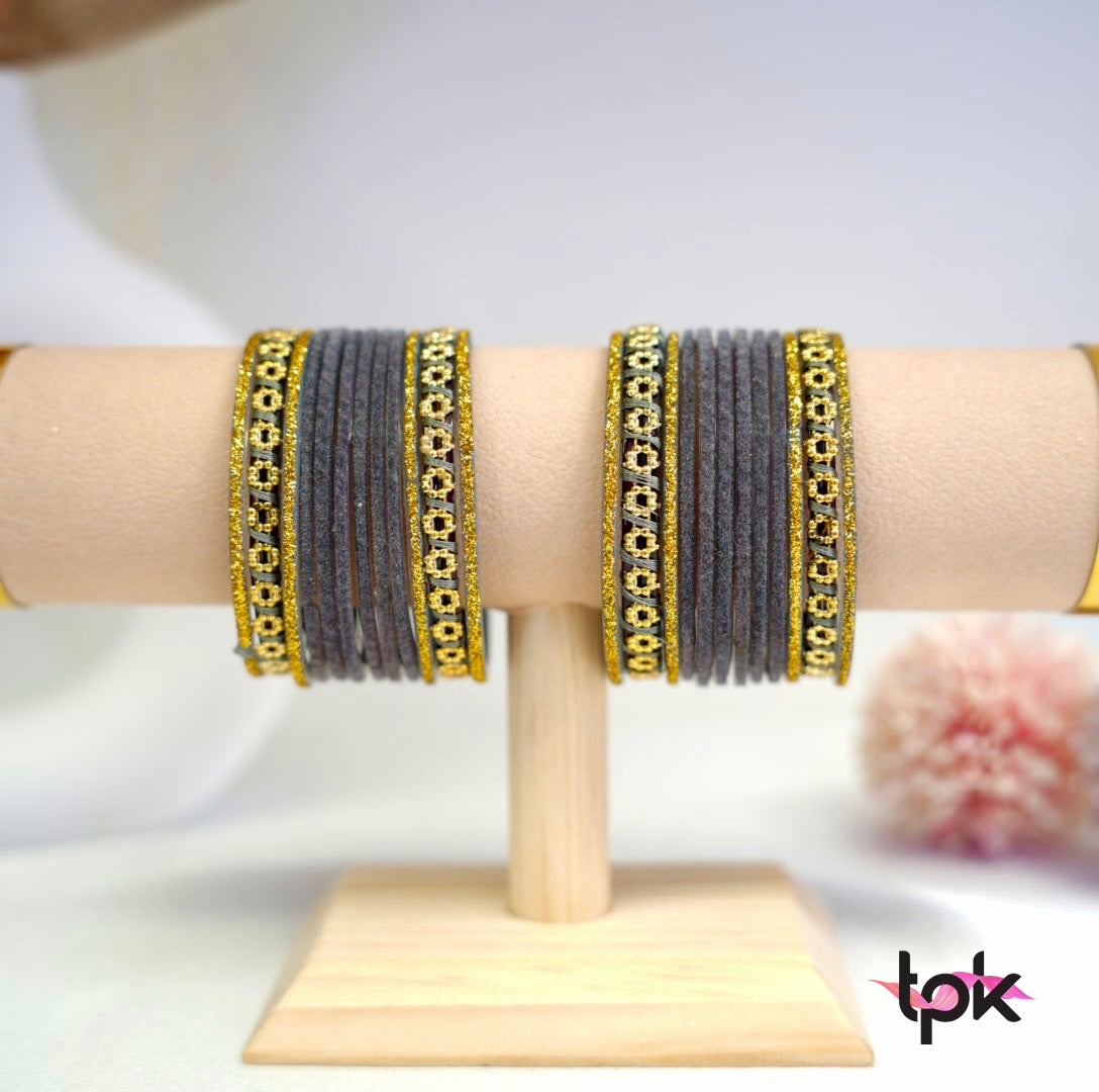 Velvet Glass Bangle Collection - Gray