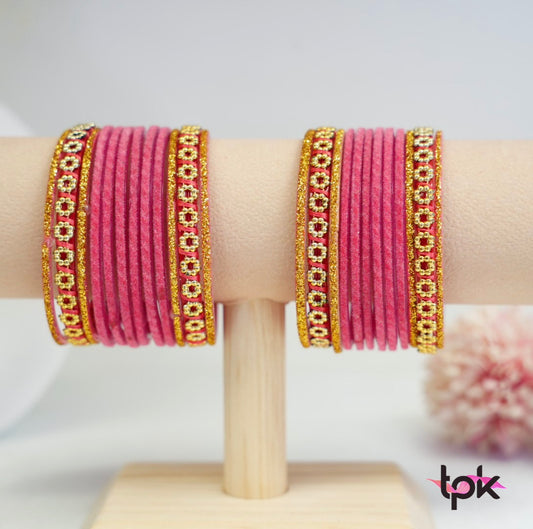 Velvet Glass Bangle Collection - Light Pink