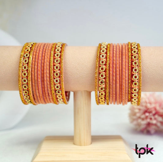 Velvet Glass Bangle Collection - Peach
