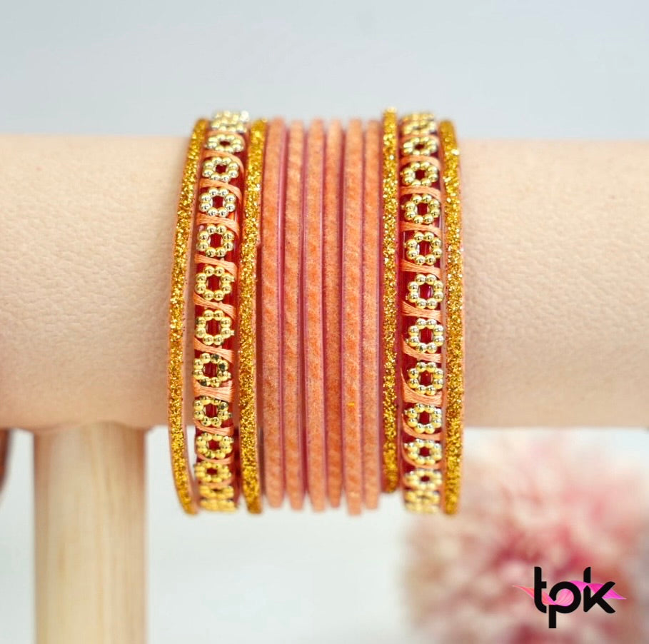 Velvet Glass Bangle Collection - Peach